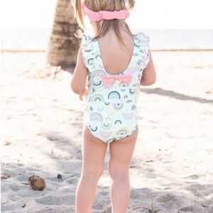 RuffleButts Rainbow Ruffle Kids Swimsuit size 18-24 months